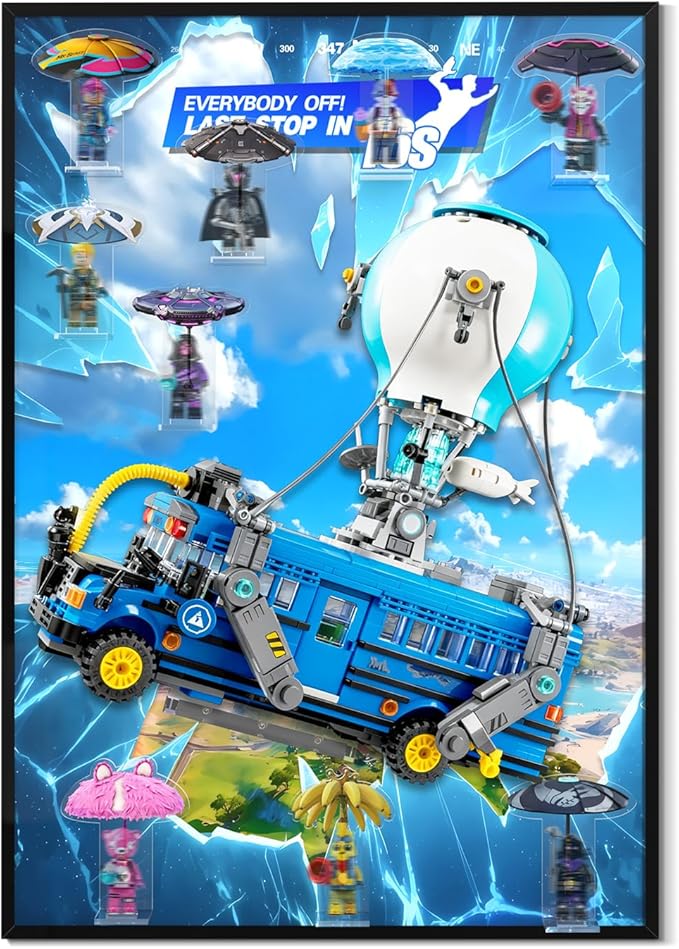 Wall Board for Lego 77073 Battle Bus Building Toy - Wall Display Compatible with Collectible Fortnite Toy Acrylic Stand Design(Only BoardModel Not Included)