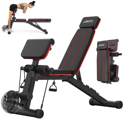 JOROTO Adjustable Weight Bench Foldable Workout Bench with Leg Extension and Preacher Curl Incline Decline Exercise Bench Press 772LBS Load Strength Training Benches for Home Gym Full Body Workout