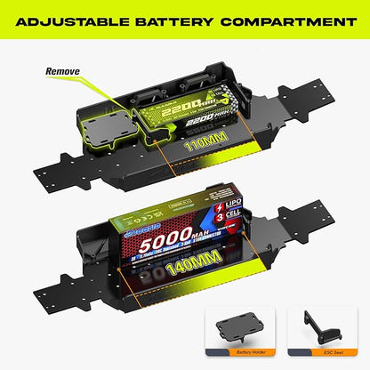 AMORIL 1/10 RTR Brushless Fast RC Cars for AdultsMax 50mph Hobby Electric Off-Road Monster TruckWaterproof High Speed RC Car 4WD Remote Control Car with 3S LipoGreen