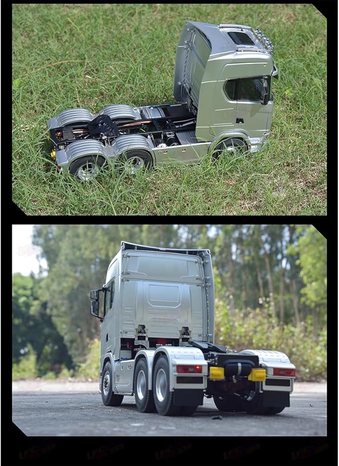 770S 1/18 RC Semi Trailer 6x4 Heavy Duty Tractor Truck with Rear Wheel Drive Adult Collectible Model (Silver)
