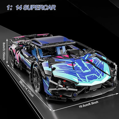 Sport Race Car Building Block Sets for Adults BoysRemote Control APP Supercar Toys Kits with LED Lights 1:14 Collectible MOC Contruction Birthday Gift for Teens Age 8-12 12-1614 14+(1314 PCS)