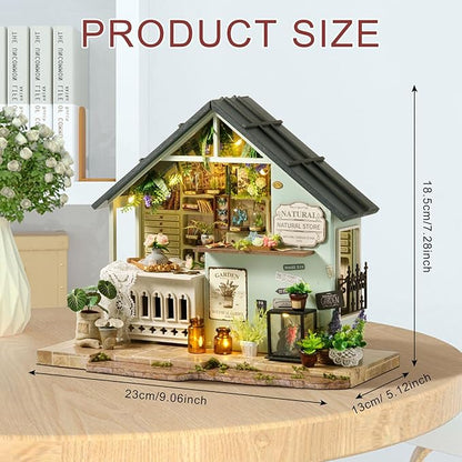 Miniature House Kit Tiny House Kit with LED Light DIY Mini House Building Kits for Adults to Building Unique Gift for Birthday Christmas Bakery Store
