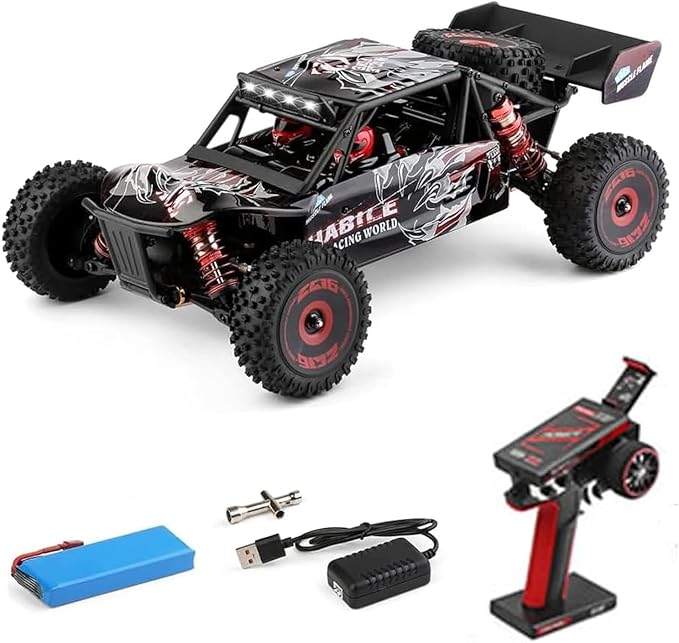 GoolRC WLtoys 124016 V2 RC Car 1:12 Scale Remote Control Car 4WD 75km/h High Speed Racing Truck 2.4GHz All Terrain Off Road RC Truck RTR with Brushless Motor and Metal Chassis for Adults