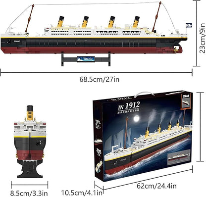 Titanic Building Blocks Set Toy Ship Model Kit Building Bricks Sets for Adults or Kids 6 Year Old Compatible with Major Brands 2022 Pieces Gift for Christmas Boys Girls Adults (2022pcs)