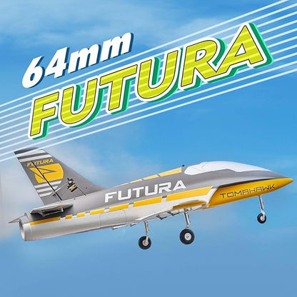 FMS Rc Jets Futura 64MM EDF Sport Jet Yellow rc Airplanes for Adults for Trainers EDF for Beginners 6 Channel Remote Control Planes PNP(NO Transmitter Batteries and Charger)