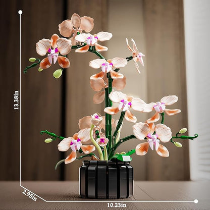Champagne Orchid Flower Building Set Icon Flowers Building Block Compatible with Lego Stunning Botanical Display Gift for 8-14 Kids and Adults (866 Pcs)