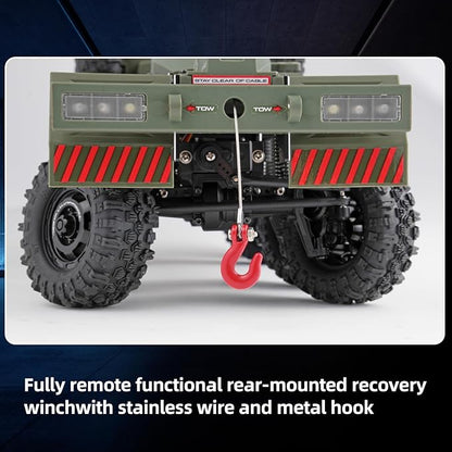 1/18 CR18P Terranaut 8x8 RC Crawler 8WD Rock Truck with Active-AWS All-Wheel Steering 2-Speed Transmission Remote Winch &amp Portal Axles Metal Gears Off-Road RC Car for Adults Collectors (Green)