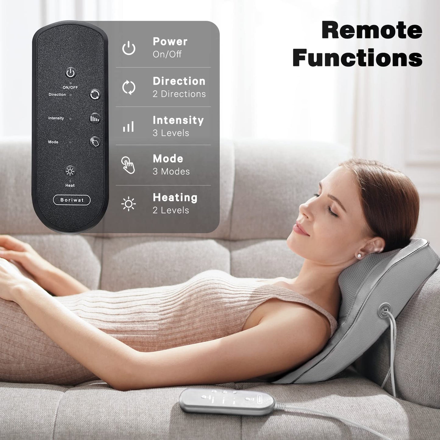 Neck and Shoulder Massager with Heat, Shiatsu Massage Pillow with 3D Deep Tissue Kneading for Back Legs Foot Body Pain Relief,at Home Office Car, Gift for Mom & Dad