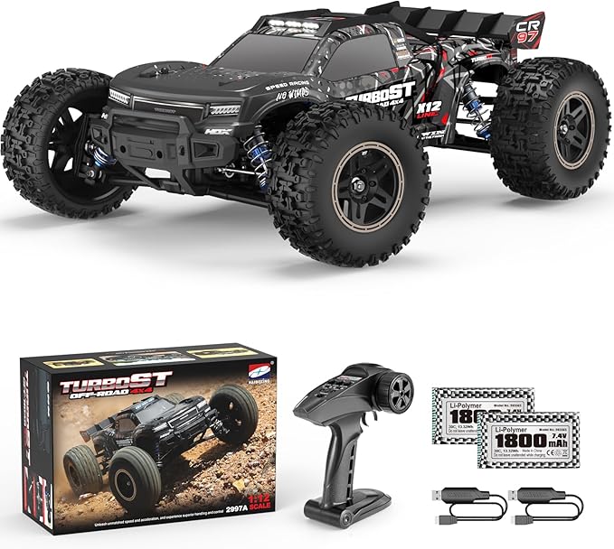 HAIBOXING 2997A Brushless RC Cars 1/12 Scale 4WD Remote Control Truck with Independent ESC Fast RC Cars 45 MPH Max Speed RTR Off-Road RC Car for Adults Boys 3S Batteries Applicable (not Included)