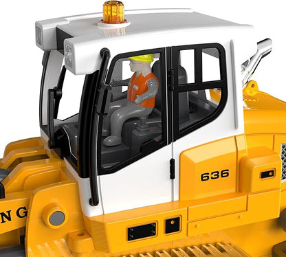 Pro-Grade Remote Control Bulldozer for Adult Metal Micro-Scale RC Construction Model with Leadscrew Loader System Dual Battery Includes Portable Carry Case