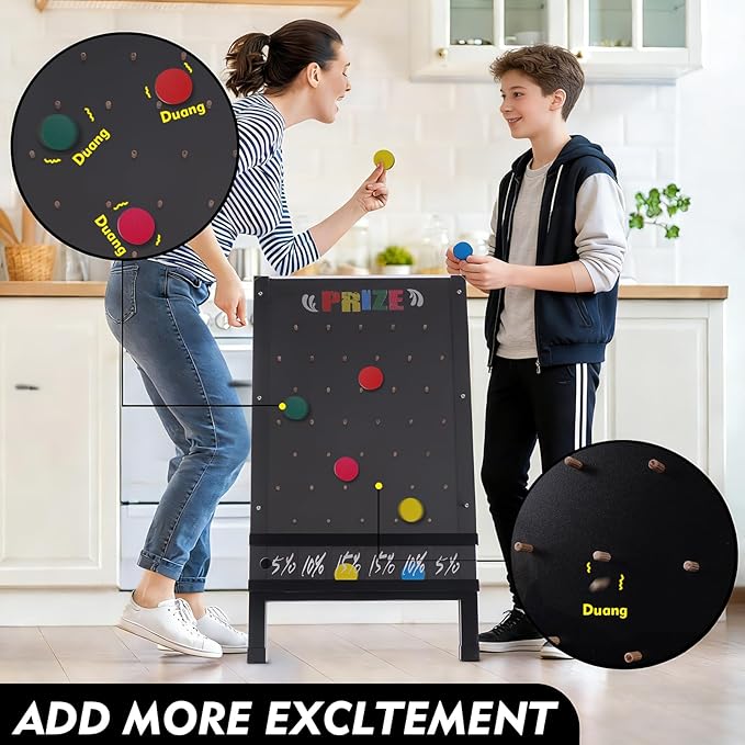 15.7x27.5in Foldable Prize Drop Game Board Double-Sided Coin Drop Game with Chalkboard Sign Includes 10 Coin Drop Discs Perfect for Store Events Parties Carnivals and Trade Shows