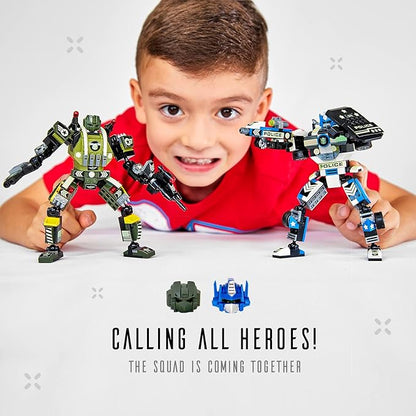 JITTERYGIT Robot Army Buildable Mech Soldier Glow in The Dark Gift Toy Set Helicopter Military Creative STEM Project Dinosaur Building Bricks Kit for Kids Ages 6-11 Years Old