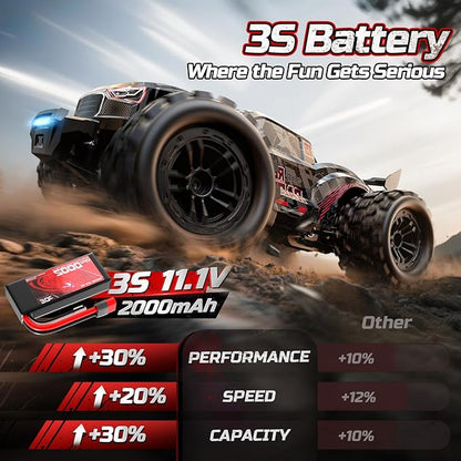 DEERC Fast Brushless RC Car for Adults 1/14 4WD Off-Road Remote Control Car Truck 46+ MPH Waterproof All Terrain RC Truggy with 2X 3S LiPo Batteries