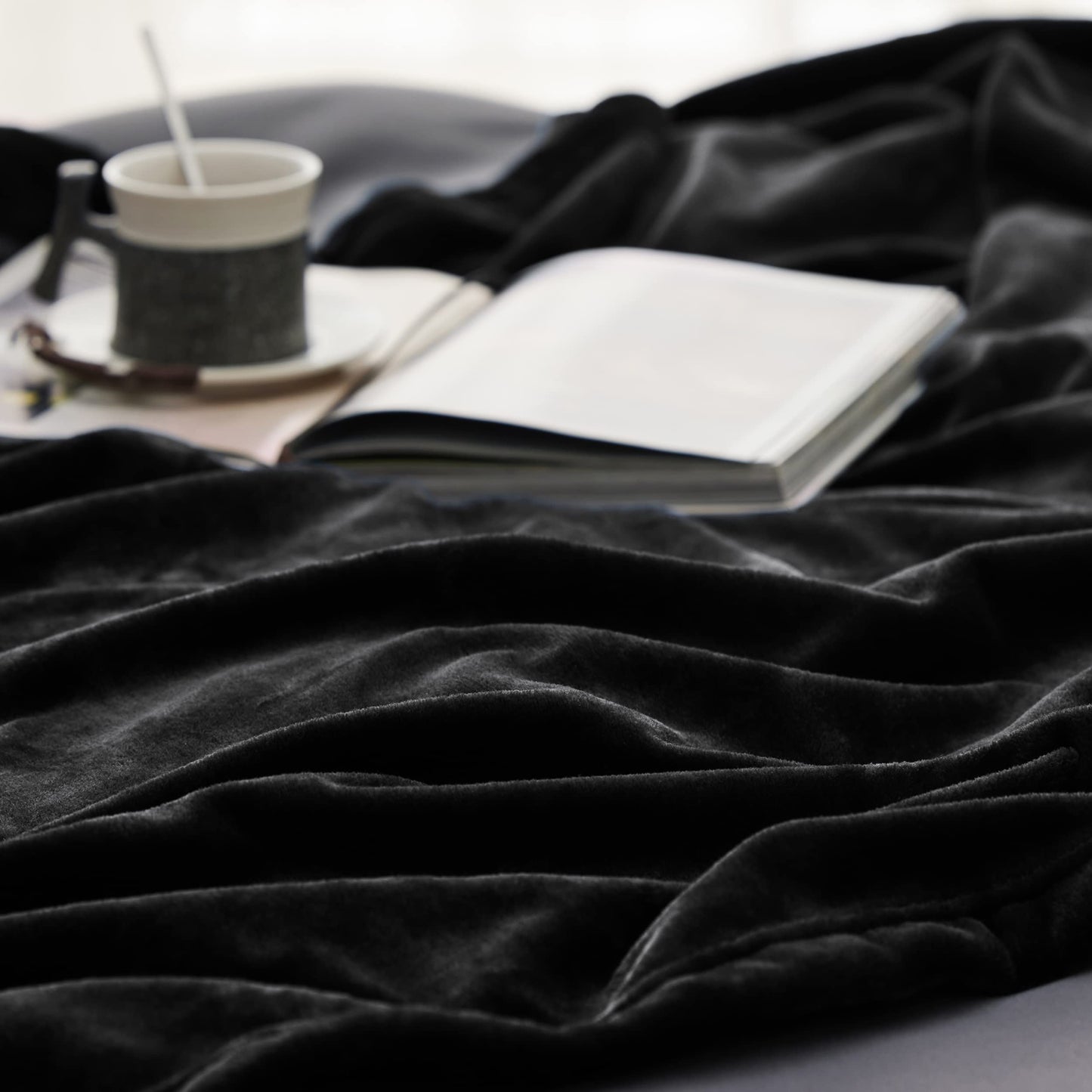 Bedsure GentleSoft Fleece Throw Blanket for Couch Black - Lightweight Plush Fuzzy Cozy Soft Halloween Blankets and Throws for Sofa, 50x60 inches