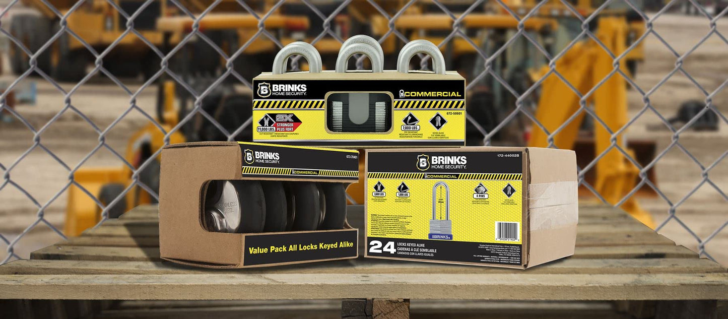 BRINKS Heavy Duty Padlock with Key - 70mm Discus Keyed Lock for Storage Shed, Garage, Storage Lockers, Sliding Doors, Tool Box, and Cabinets, 4 Pack