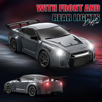 ACAMMZAR RC Drift Car 1:24 Remote Control Car for Kids 20KM/H 4WD High Speed RC Cars with Lights Extra Racing Tires Vehicle for Adults Boys Girls Gray
