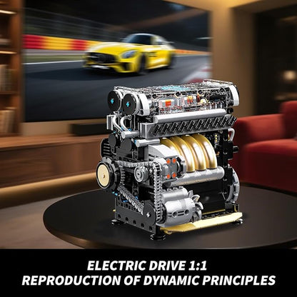 L4 Engine Building Sets for Adults MOC Inline 4-Cylinder Mini Car Motor Model Kit That Runs DIY STEM Toy Gift for Teens 14+ (853 PCS)
