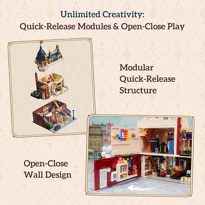 PANTASY Toy Shop Building Set for Adults Nostalgic Modular Building with Detailed Facade &amp Interior Decoration Creative Architecture Building Toy for Building Block and Design Lovers