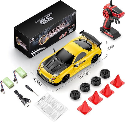 RC Drift Car 1:14 4WD Drift Remote Control Car 2.4GHz 28km/h Drift RC Car LED LightsRacing and Drift Tires RTR for Teens Kids Boys