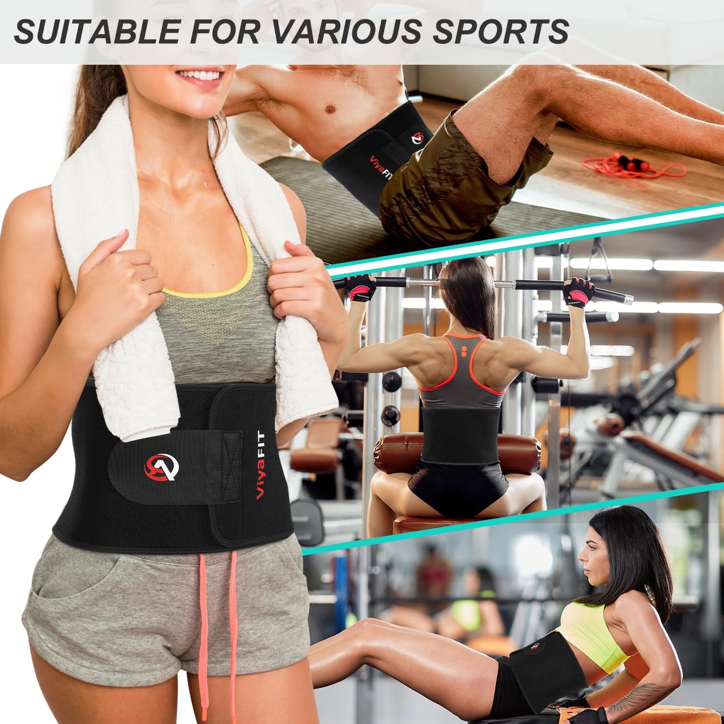 Viyafit Waist Trimmer Belt, Premium Waist Trainer for Women & Men Weight Loss Red
