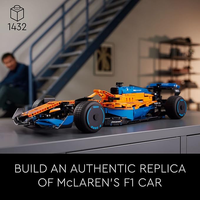 LEGO 42141 Technic McLaren Formula 1 2022 Replica Race Car Model Building Kit F1 Motor Sport Set Birthday Gift Idea for Adults Men Women Him Her Husband Collectible Home Decor