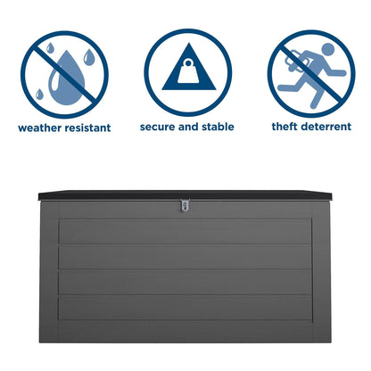 Cosco Outdoor Living 88180BGY1E Cosco Outdoor Patio Storage, Extra Large, 180 Gallons, Charcoal Deck Box, Black/Gray