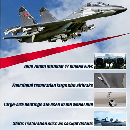 Fms RC Airplane Jet Rc Planes for Adults Rc Jet Plane 70mm EDF J-11 Twin Hobby Rc Airplanes PNP (No Radio Battery Charger)