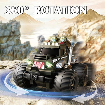 Dual Remote Control RC Car with Magic Gesture Wristband &amp 40+ Min Play 1:18 Fully Submersible Waterproof All Terrain 4WD Monster Truck Amphibious Toy Crawler Gift for Boys Girls Ages 6-12-Black