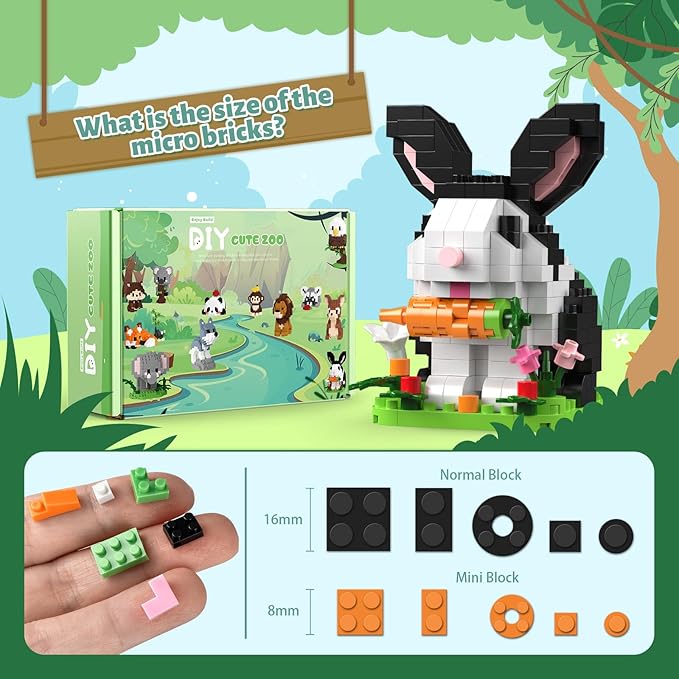HIGH GODO 12 Pack Animal Party Favors Building Sets Mini Animals Building Blocks Decor Model Kits Goodie Bags Stuffers Classroom Small Prize Toys Gifts for Adults Teens Age 14+