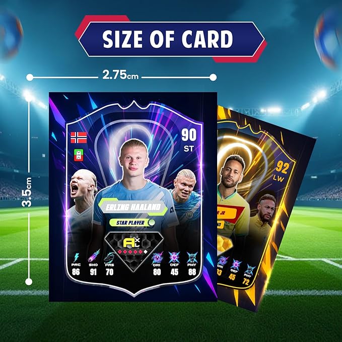 Soccer Trading Cards 2025–2026 | 50 Playing Cards Collection | Look for 10 Ultra Rare &amp 2 Golden Edition Cards | Random Premium Soccer Cards | Value Pack