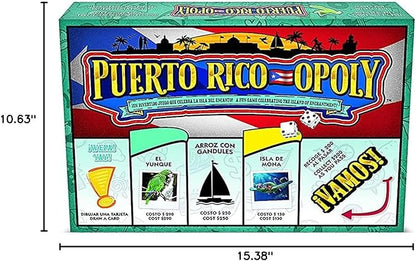 Late for The Sky Puerto RICO-OPOLY Bilingual Board Game Puerto Rican Culture for Ages 8+ 2–6 Players Collectible Tokens Property Trading Fun