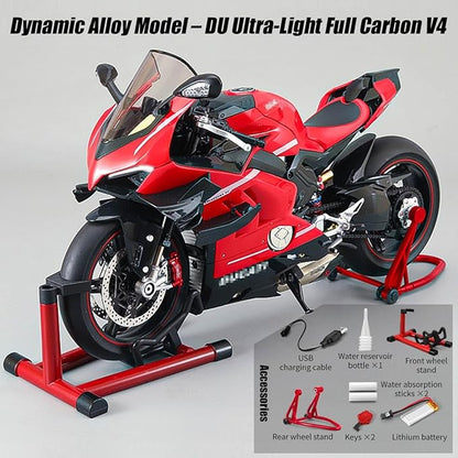 RC Motorcycle Model for Adult 1/7 Scale Remote Control Motorcycle V4 Top Edition with Ignition System &amp Smoke Spray for Biker