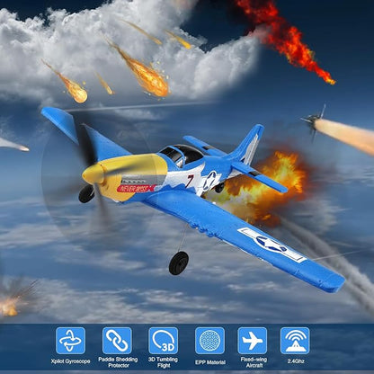jaming RC Plane 4 Channel P-51D Mustang Fighter for Adults and Kids4 Channel Remote Control Airplane RTF with 6-Axis Gyro3D Aerobatics2.4GHz Radio Controlled Aircraft for Beginners
