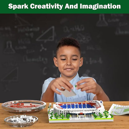 Barcelona Soccer Stadium Micro Blocks Building Sets Micro Mini Bricks Architecture Building Block Sets for Adults Football Field Building Blocks for Girls and Boys Fans Aged 14 and Up