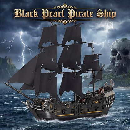 Black Pearl Pirate Ship Model Kit Large Boats Building Set Length 76.3cm with Sailboat Design for Adults Interesting for Enthusiasts 2868pcs