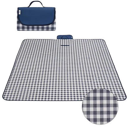 Wind Tour Family Outdoor Waterproof Durable Picnic Blankets with Carry Strap Foldable Sandproof Picnic Floor Mat for Kids Playground Camping Hiking Grass Travelling (1, Grey Grid)