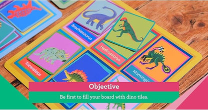 eeBoo: Dinosaur Bingo for Kids Ages 5+ Prehistoric Theme Learning Game That Teaches Dinosaur Names &amp Builds Vocabulary