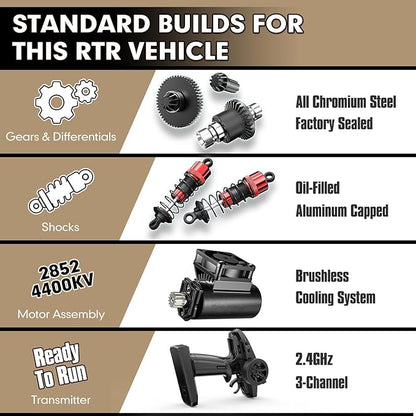 JETWOOD 1/14 50mph Electric Brushless RC Car for Adults JC14EP V3 All Terrain Super Fast Remote Control Car Offroad RTR Hobby RC Trucks Waterproof 3S High Speed Metal Gear Servo (Upgraded Version)