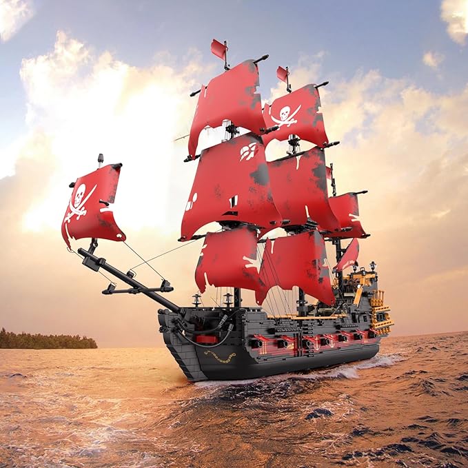 JMBricklayer Pirate Ship Building Sets for Adults 40107 Queen Anna's Revenge Pirate Ship Building Blocks Construction Set Ship Collection Display Office Room Decor Gifts for Kids Teens Boys 8+