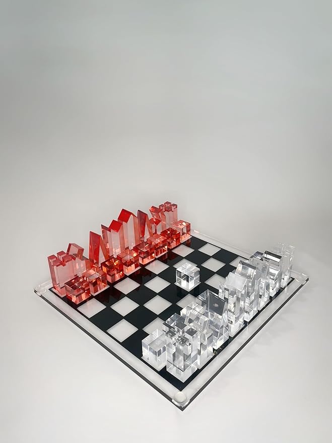 Luxury Acrylic Chess Set Sophisticated Stylish Design 2 Players Age 12+