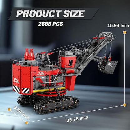 Reobrix RC Excavator Building Blocks Set 22014 Power Shovel Vehicle Model Kit APP &amp Remote Control Construction Toy Gifts for Adult Boys Girls Kids 14+ (2688PCS)