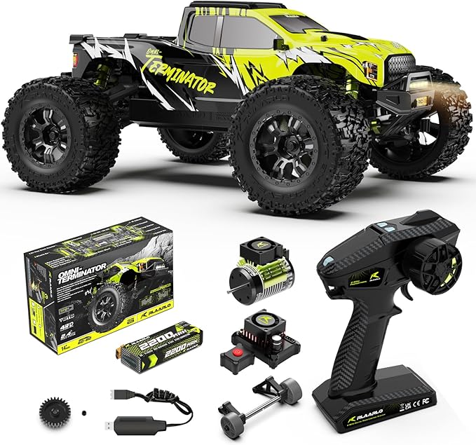 AMORIL 1/10 RTR Brushless Fast RC Cars for AdultsMax 50mph Hobby Electric Off-Road Monster TruckWaterproof High Speed RC Car 4WD Remote Control Car with 3S LipoGreen