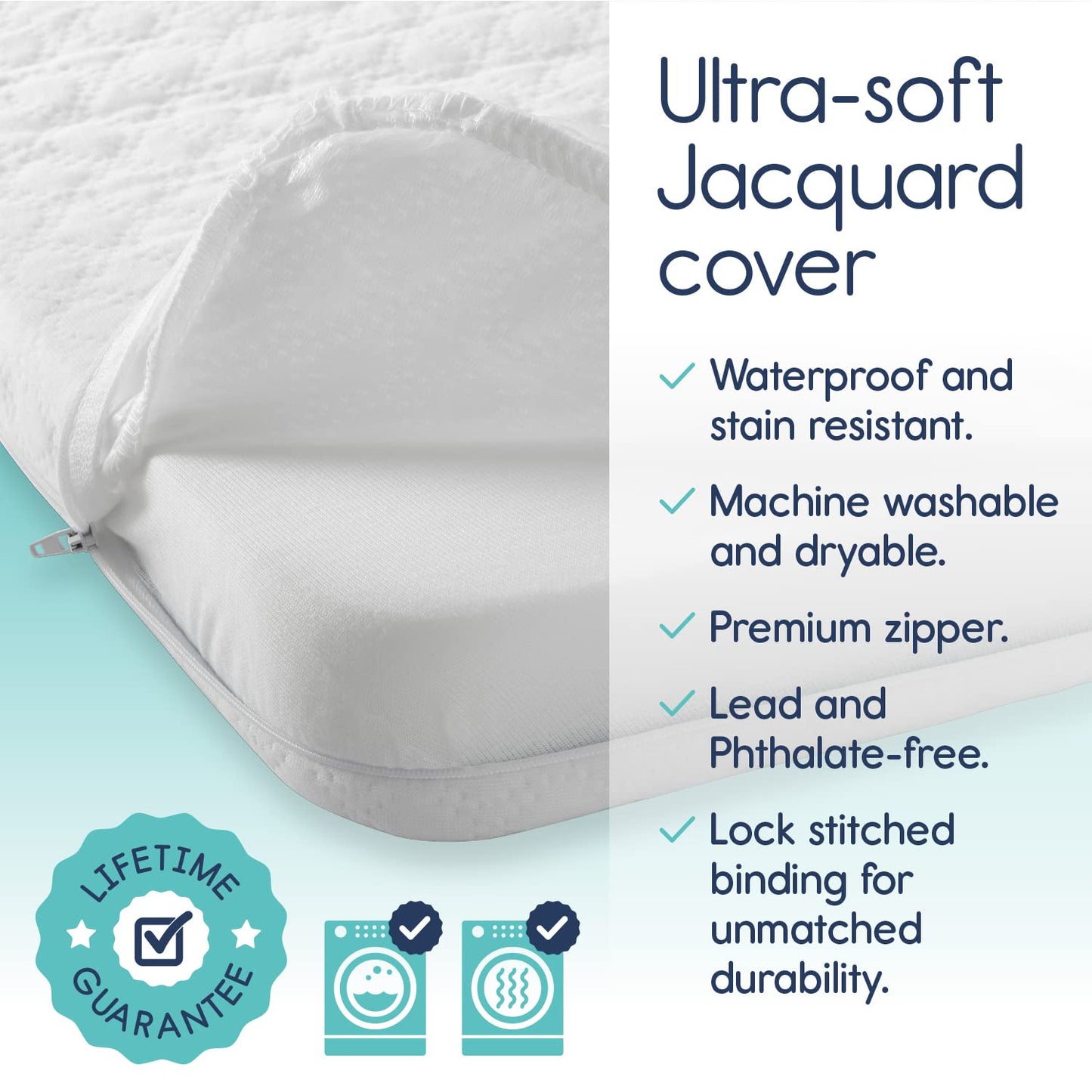 hiccapop Playpen Mattress Pad - 1.0" Thick Playard Mattress Topper for Pack and Play with Washable Cover and Carry Bag