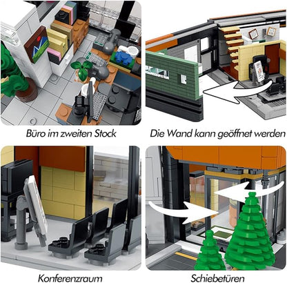 City Office Building Block Kit with Light-Up Kit Modern Office Tower Construction Set Modular Buildings Sets for Adult Toy for Adults and Teens 3828pcs