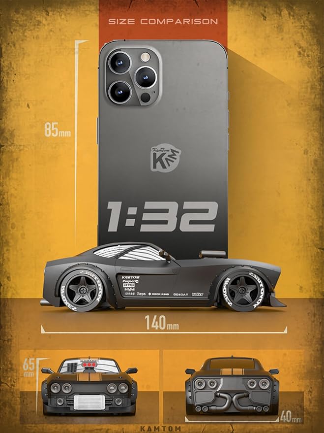 RC Drift Car 1/32 Scale High-Speed 4WD Mini Electric Remote Control Car 30 km/h with Gyro Stabilization and LED Lights Suitable for Adults (KM3299-Red)