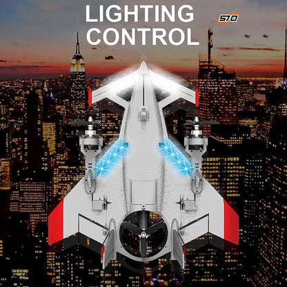QIDI 570 RC Airplane 2.4Gh 6CH RC Glider Fixed Wing Aircraft 3 Flight Models Brushless RC Helicopters Vertical Takeoff RC Glider (Red)