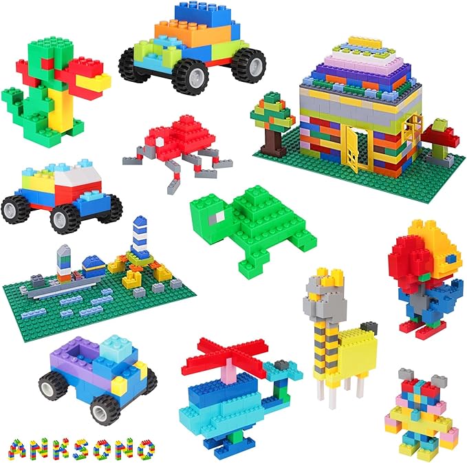 1500 Pieces Building Bricks for Kids with Doors Windows Wheels Tires Axles Classic Building Bulk Blocks Compatible with All Major Brands for Boys Girls Ages 3 4 5 6 7 8 9 10 Year Old