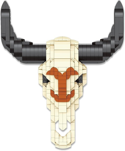 Brickcraft Officially Licensed Yellowstone TV Show Cow Steer Skull with Table &amp Wall Mount Included 563 Pieces Multicolored Brick Building Set