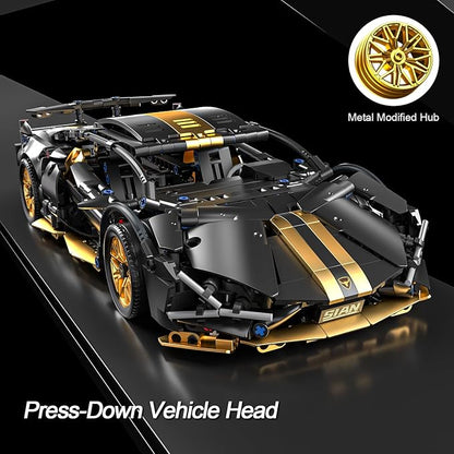Sport Car Building Block Sets for AdultsTechnical Black Race Car Collectible 1:14 Model Scale MOC Engineering Toys Kits Birthday Gifts for Boys Men Teens Car Fans Age 8+ 8-12 12 13 14 14+