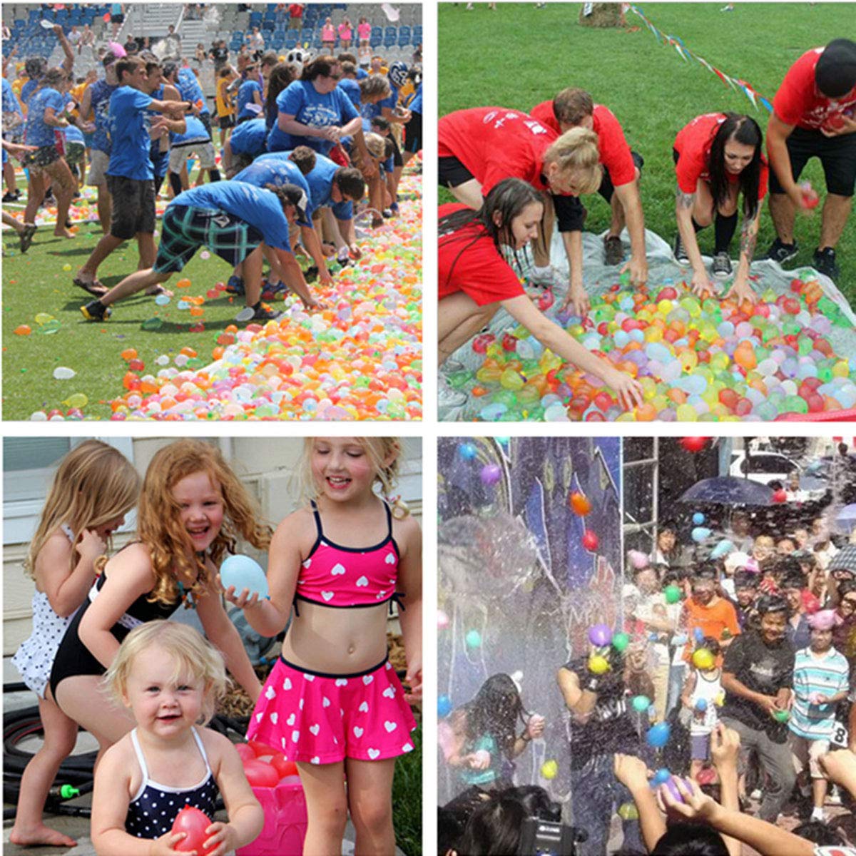 1700 Pack Water Balloons with Refill Hose Nozzle Eco-Friendly Latex Balloons for Kids Adults Outdoor Water Bomb Fight Games